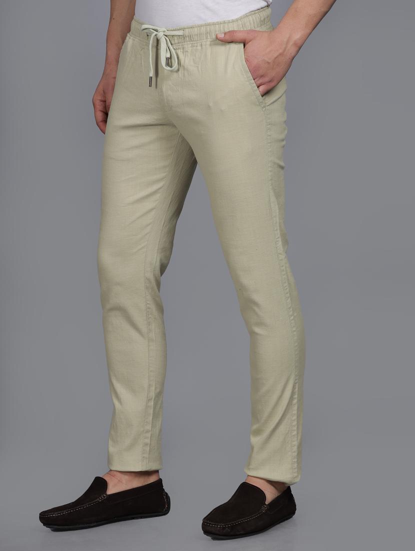 men beige linen casual trouser - 20522454 - Standard Image - 1