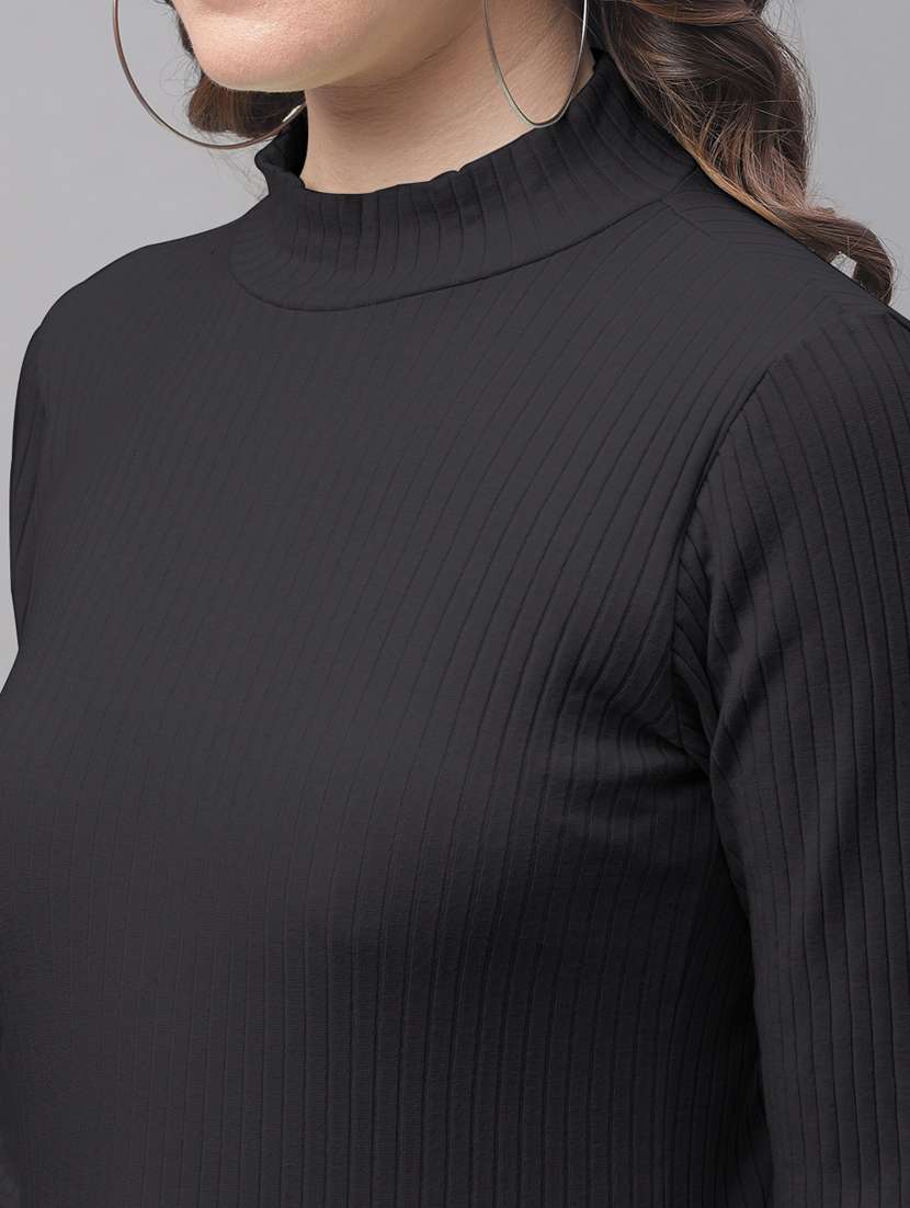 black solid,mock neck top - 20533153 -  Standard Image - 4