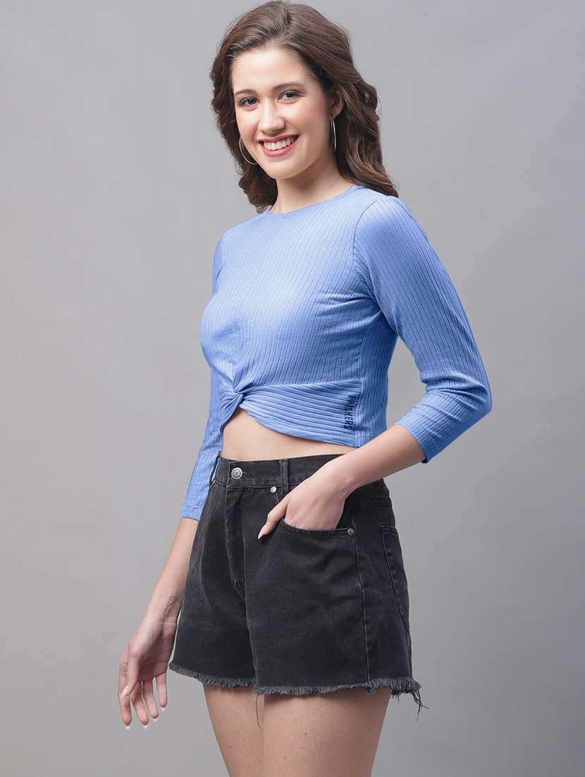 light blue poly cotton crop top - 20533161 -  Standard Image - 1