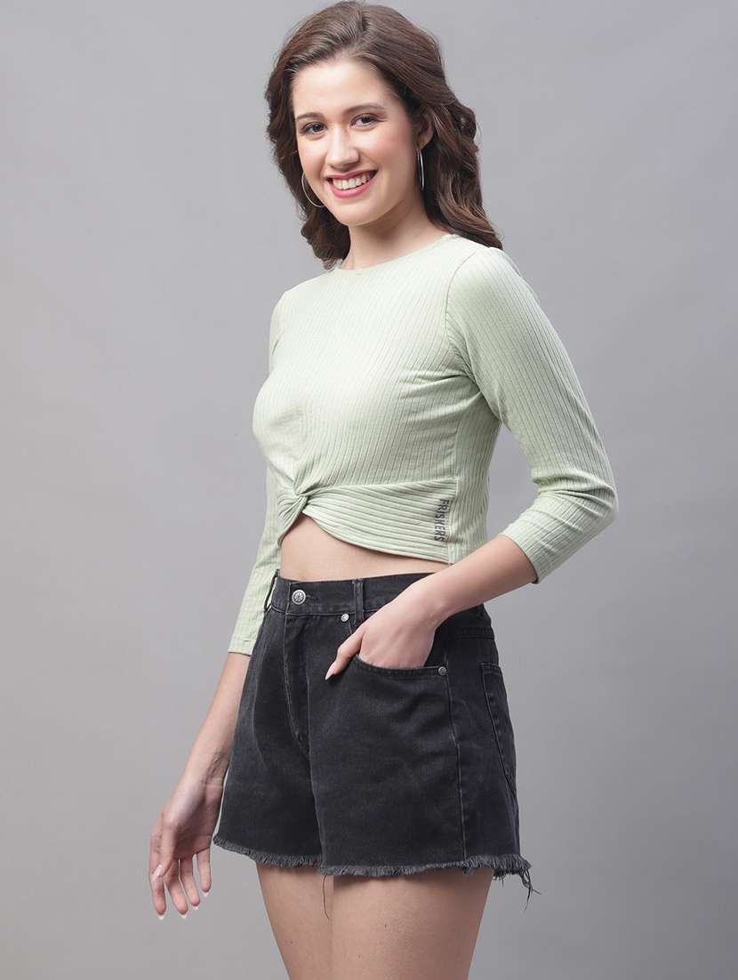 neo mint poly cotton crop top - 20533162 -  Standard Image - 1