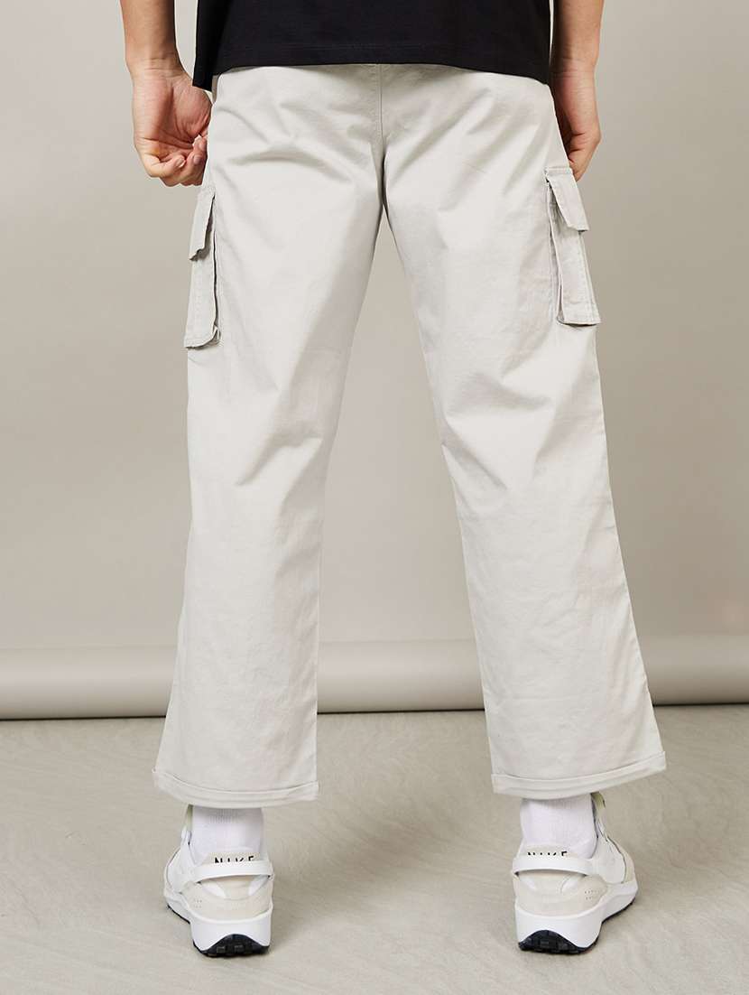 men light grey cotton cargo pant - 20533618 -  Standard Image - 1