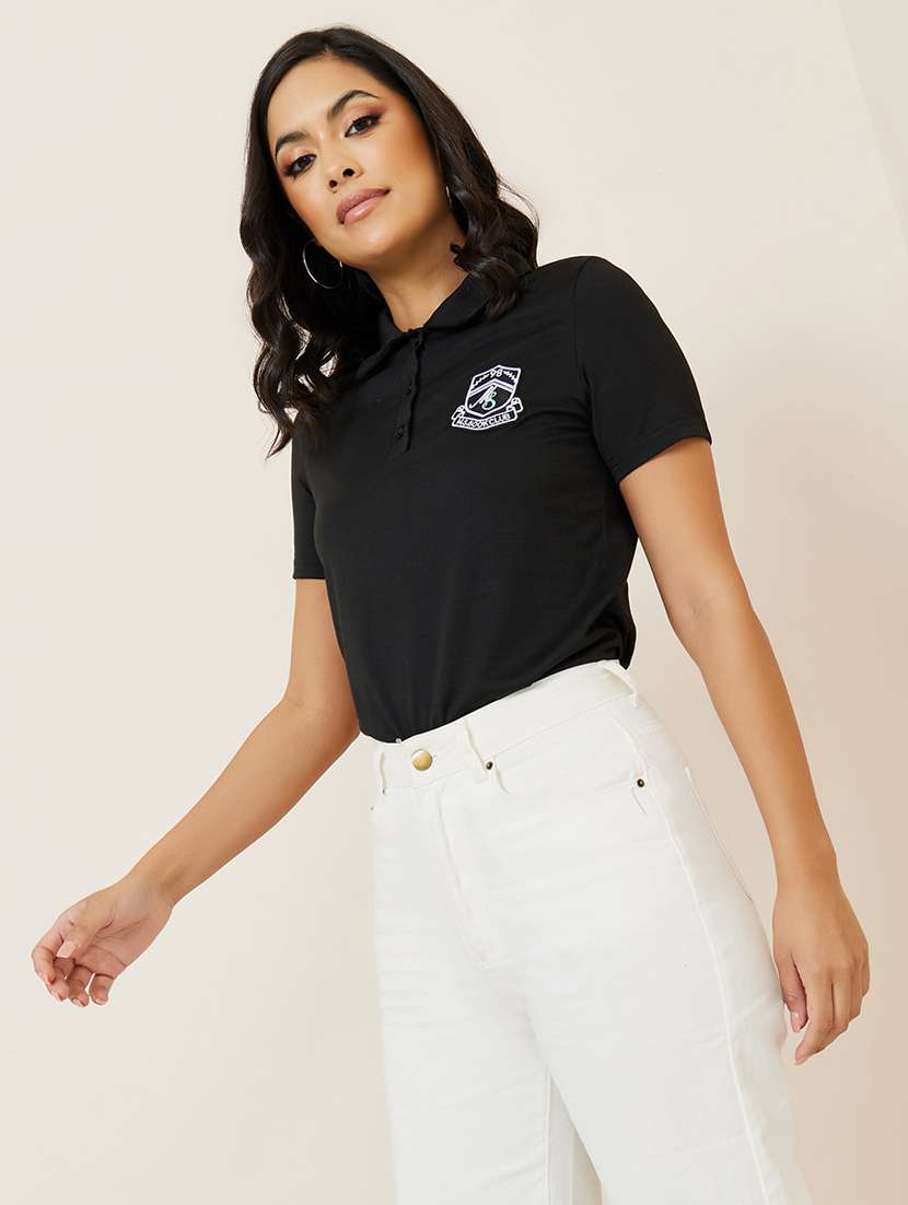 women black regular polo t-shirt - 20533711 -  Standard Image - 1