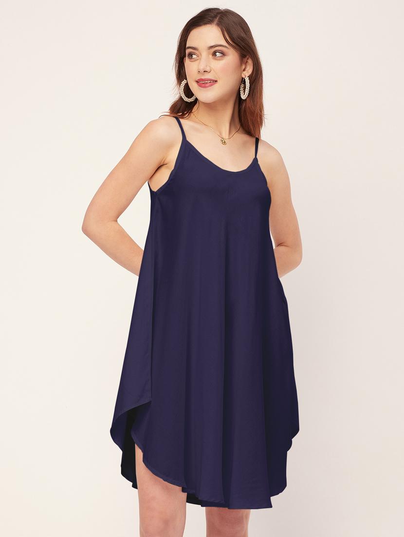 women solid sleevless asymmetric dress - 20533723 - Standard Image - 1