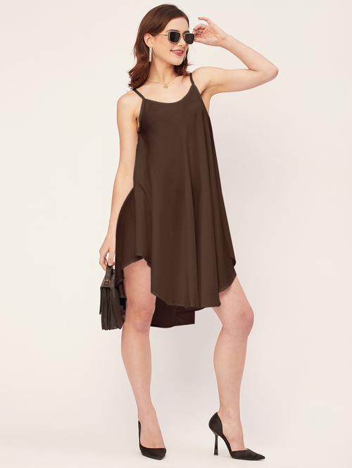 women solid sleevless asymmetric dress - 20533724 -  Standard Image - 0