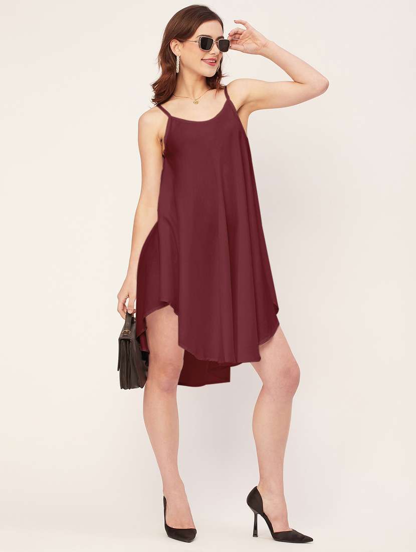 women solid sleevless asymmetric dress - 20533726 - Zoom Image - 0
