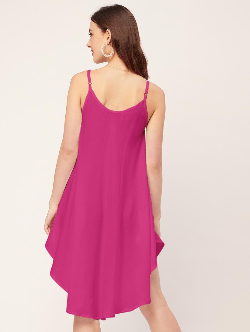 women solid sleevless asymmetric dress - 20533727 - Standard Image - 4