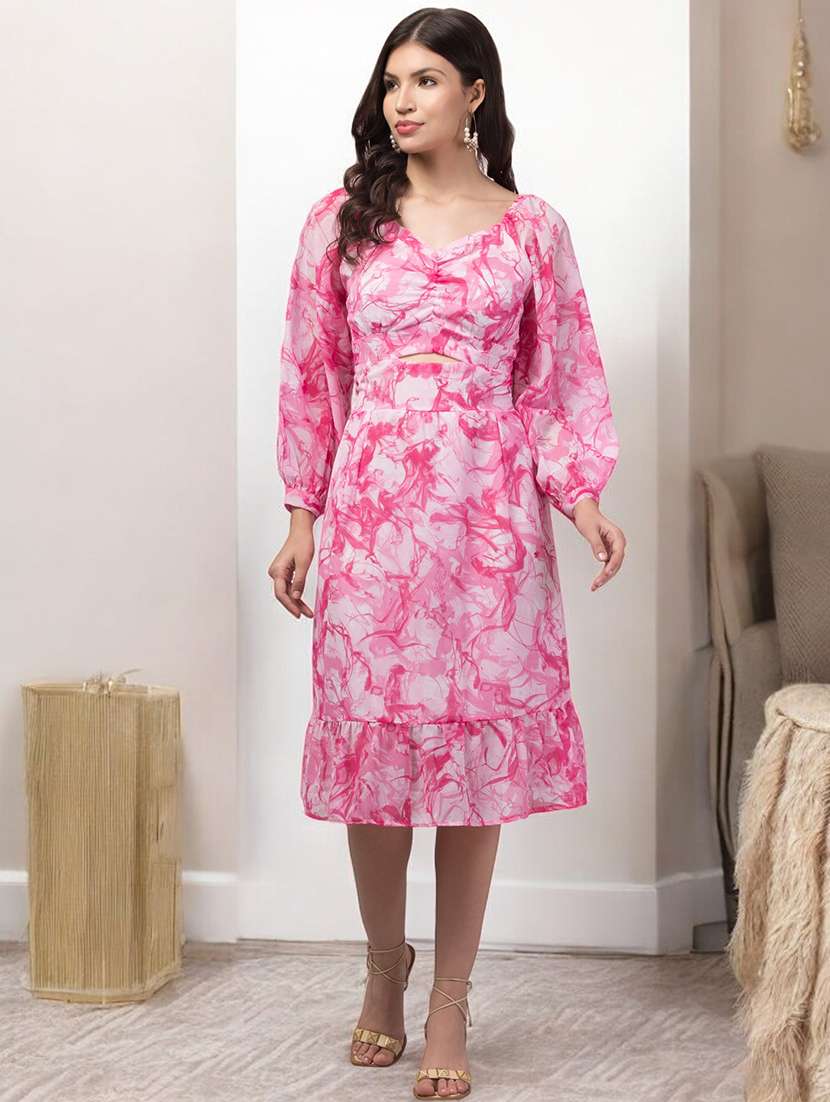 women printed off shoulder a-line dress - 20533934 -  Standard Image - 4