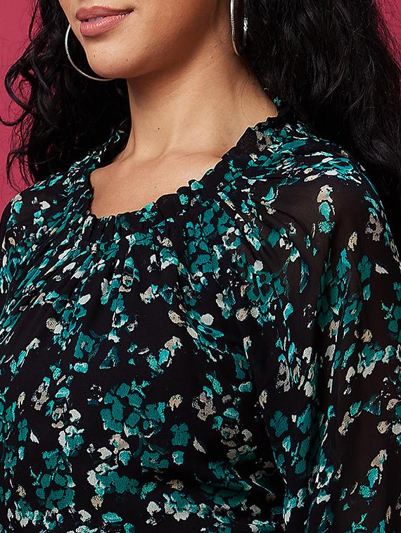 black floral printed regular top - 20534026 - Standard Image - 6