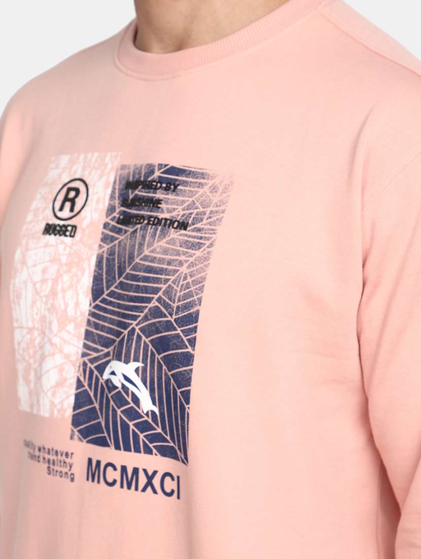 pink khadi cotton chest print sweatshirt - 20534043 -  Standard Image - 4