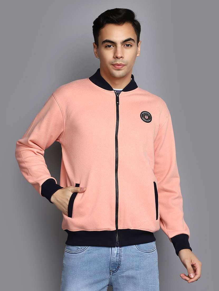 peach long sleeve casual jacket