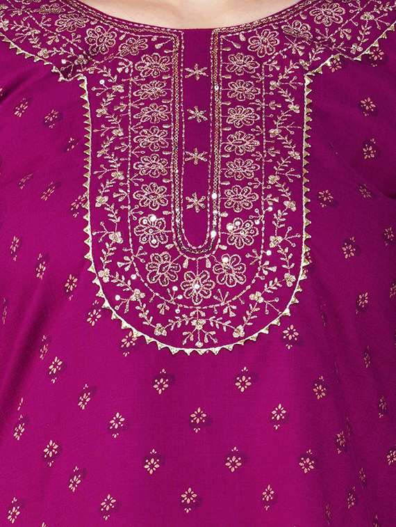 purple cotton blend kurta pant  set - 20534293 -  Standard Image - 4