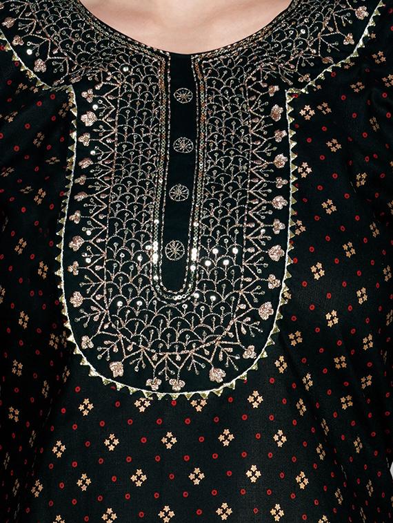 black cotton blend kurta pant set - 20534297 - Standard Image - 4