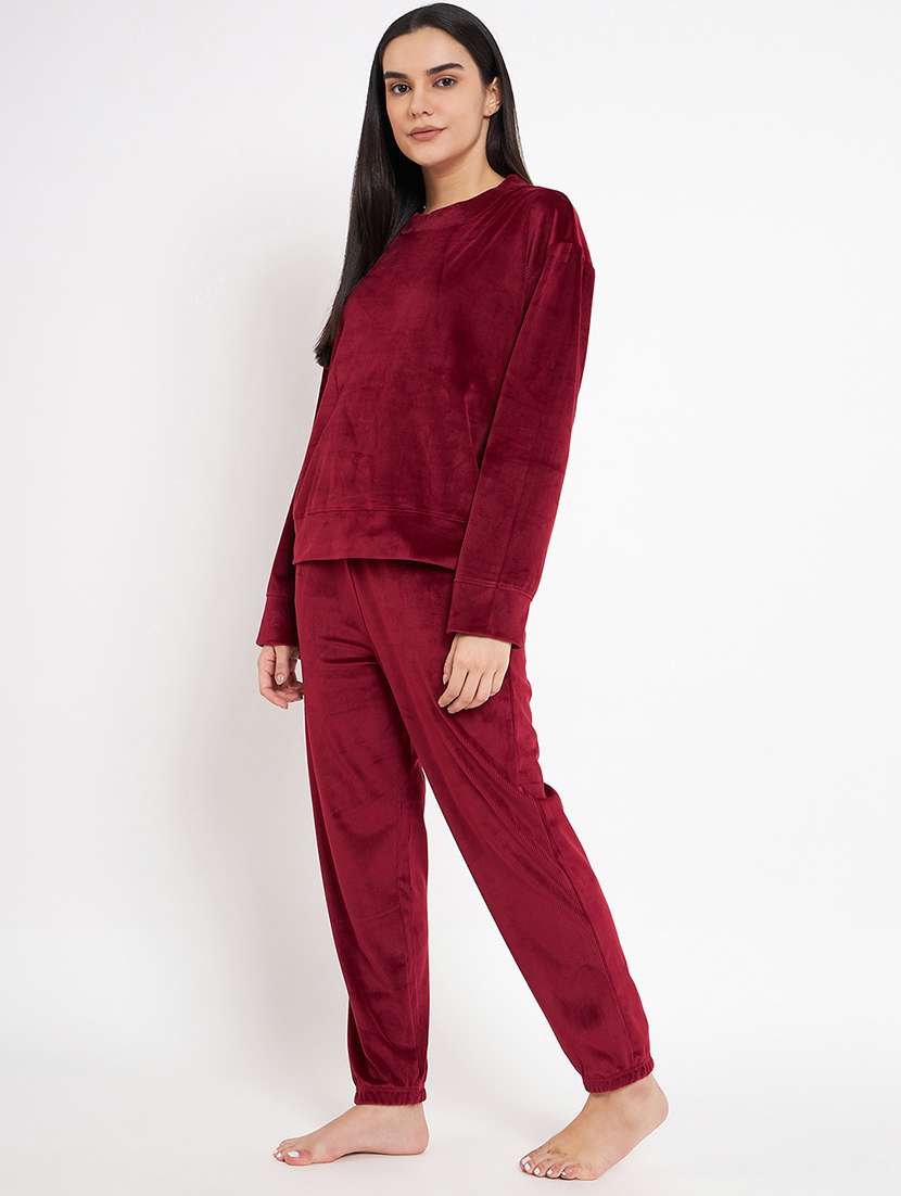 women solid nightwear set - 20534310 -  Standard Image - 1