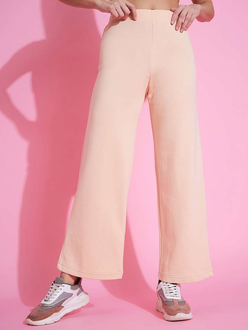 women peach cotton track pant