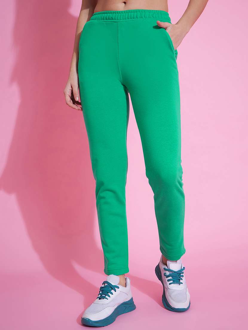 women green cotton track pant
