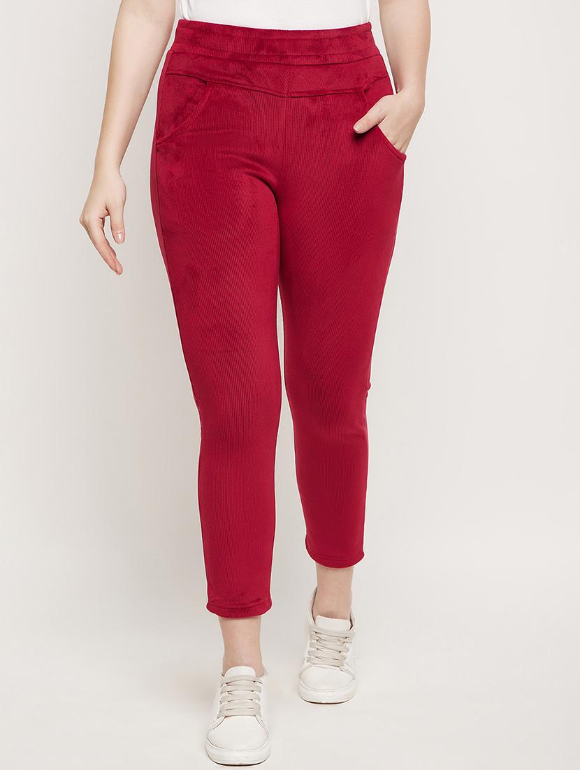red corduroy treggings trouser - 20534461 - Zoom Image - 0