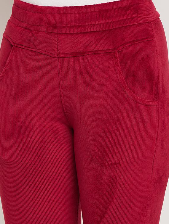 red corduroy treggings trouser - 20534461 - Standard Image - 4