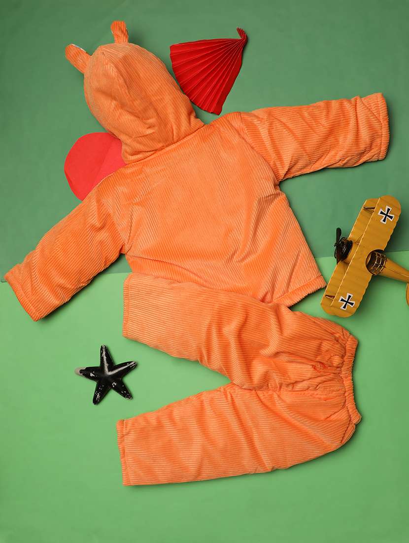 kids buttoned detailed hooded coat & trouser set - 20534499 -  Standard Image - 1