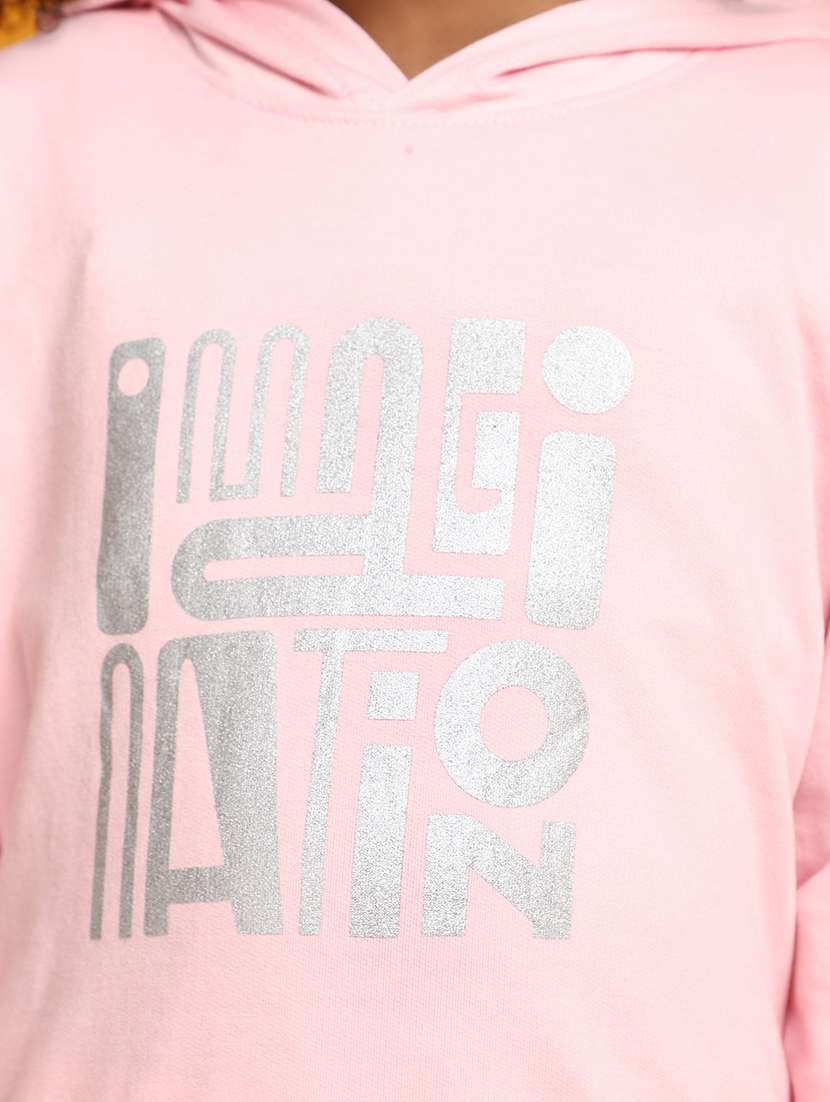 girls front typographic detailed hooded top & trouser set - 20534598 -  Standard Image - 4