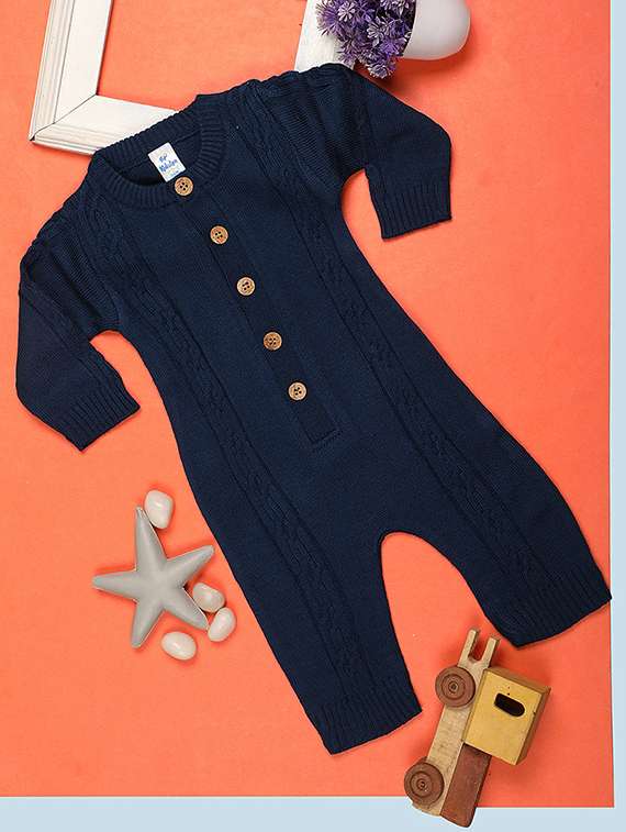kids solid long sleeve romper