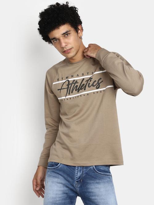 men taupe typographic t-shirt - 20534908 - Standard Image - 0