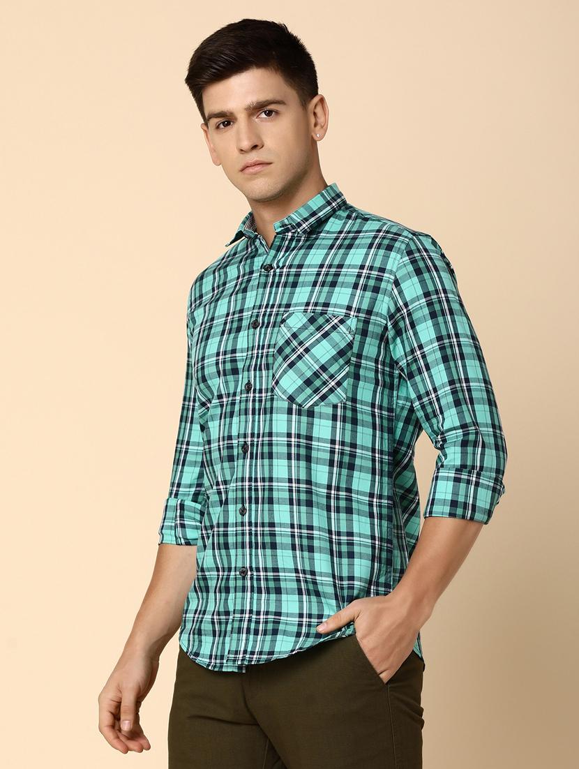 green & black checkered casual shirt - 20535117 - Standard Image - 1