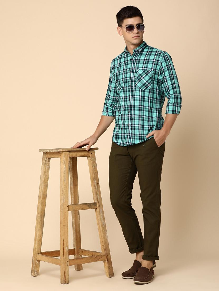 green & black checkered casual shirt - 20535117 - Standard Image - 4