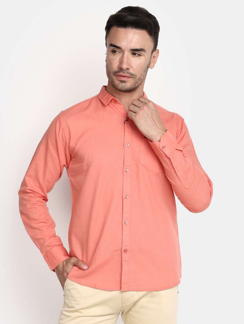 orange solid casual shirt
