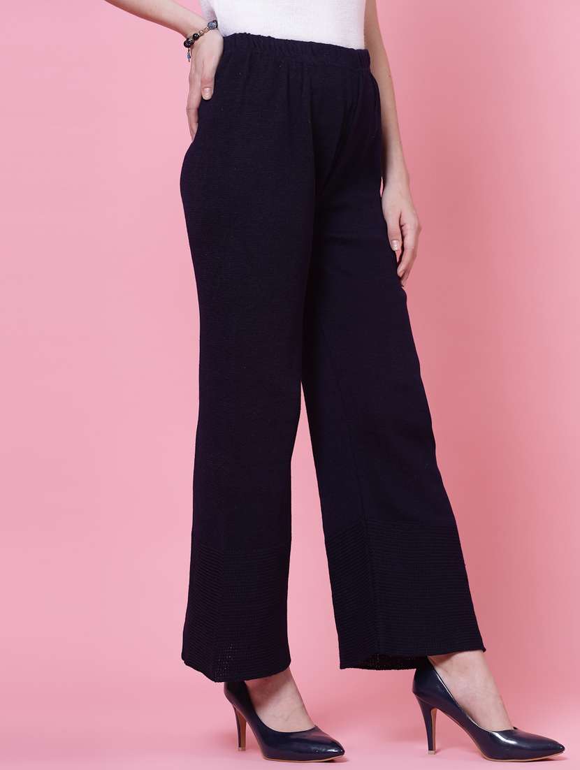 women black wool straight palazzo - 20535177 -  Standard Image - 1