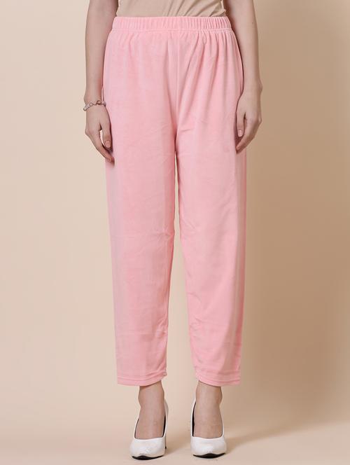 women pink velvet straight palazzo - 20535191 -  Standard Image - 0