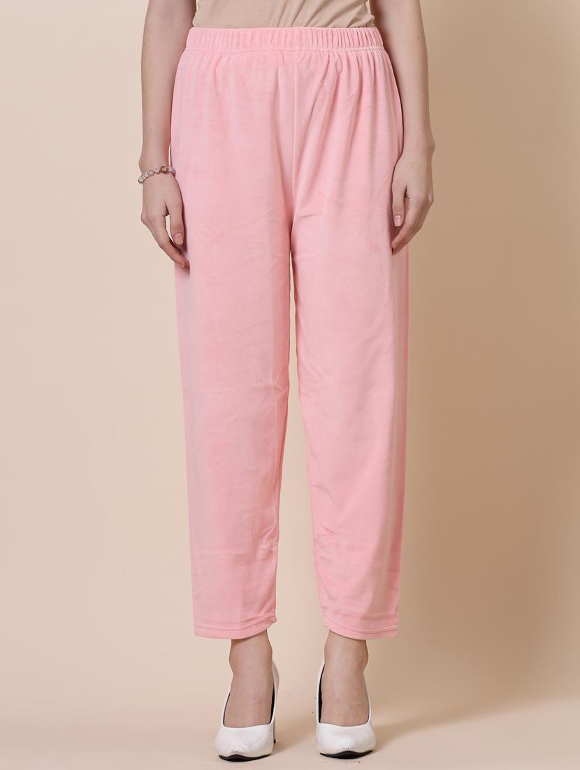 women pink velvet straight palazzo - 20535191 -  Zoom Image - 0