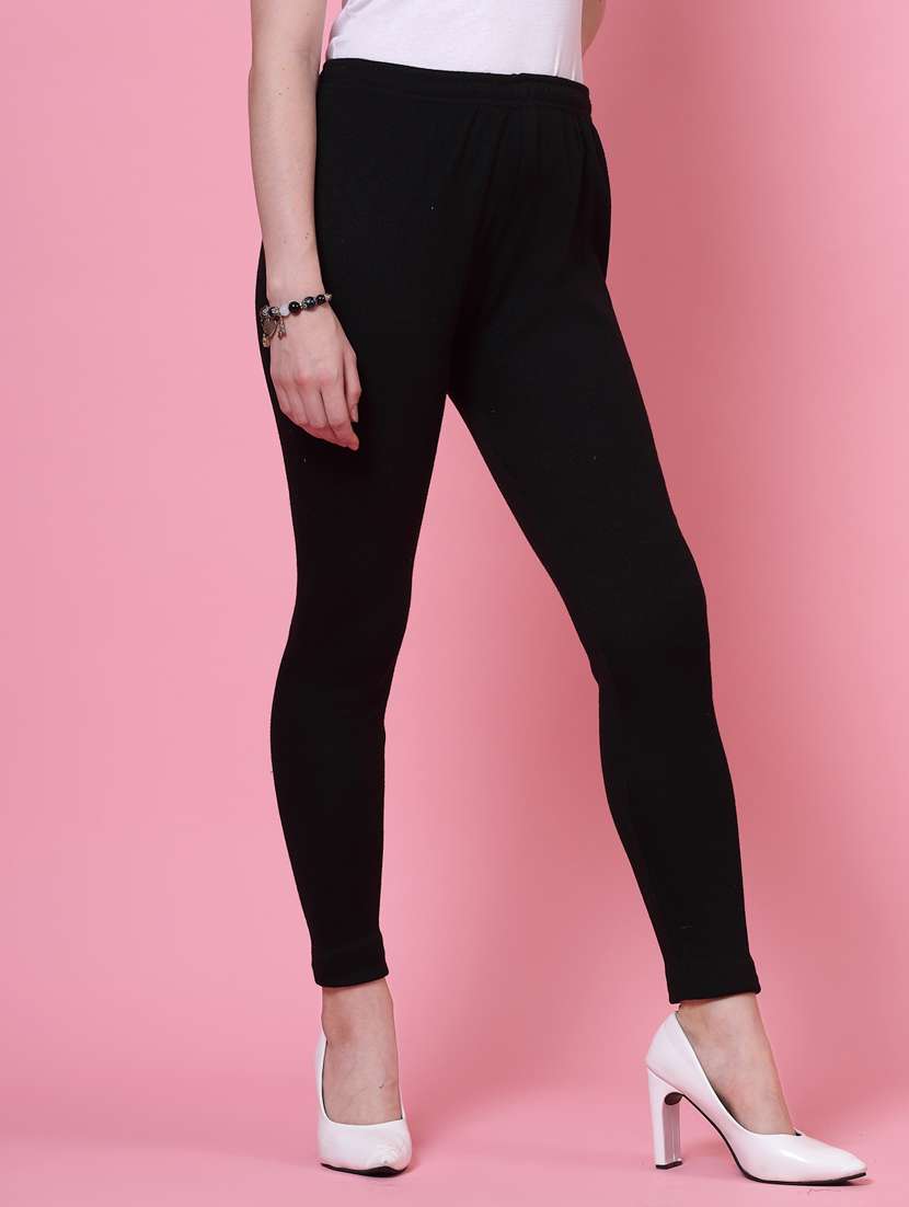 women black woolen legging - 20535192 -  Standard Image - 1