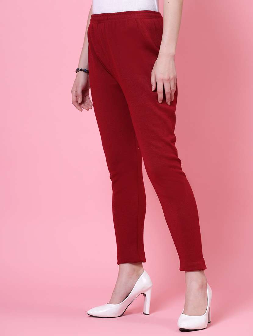 women maroon woolen legging - 20535193 -  Standard Image - 1