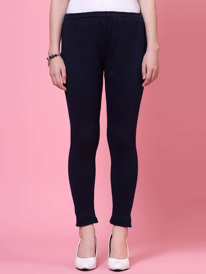 women navy blue woolen legging