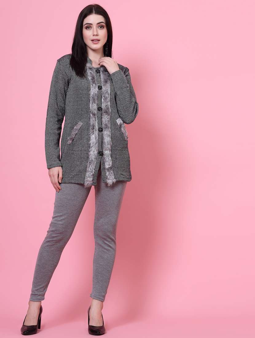 women grey  woolen legging - 20535197 -  Standard Image - 4