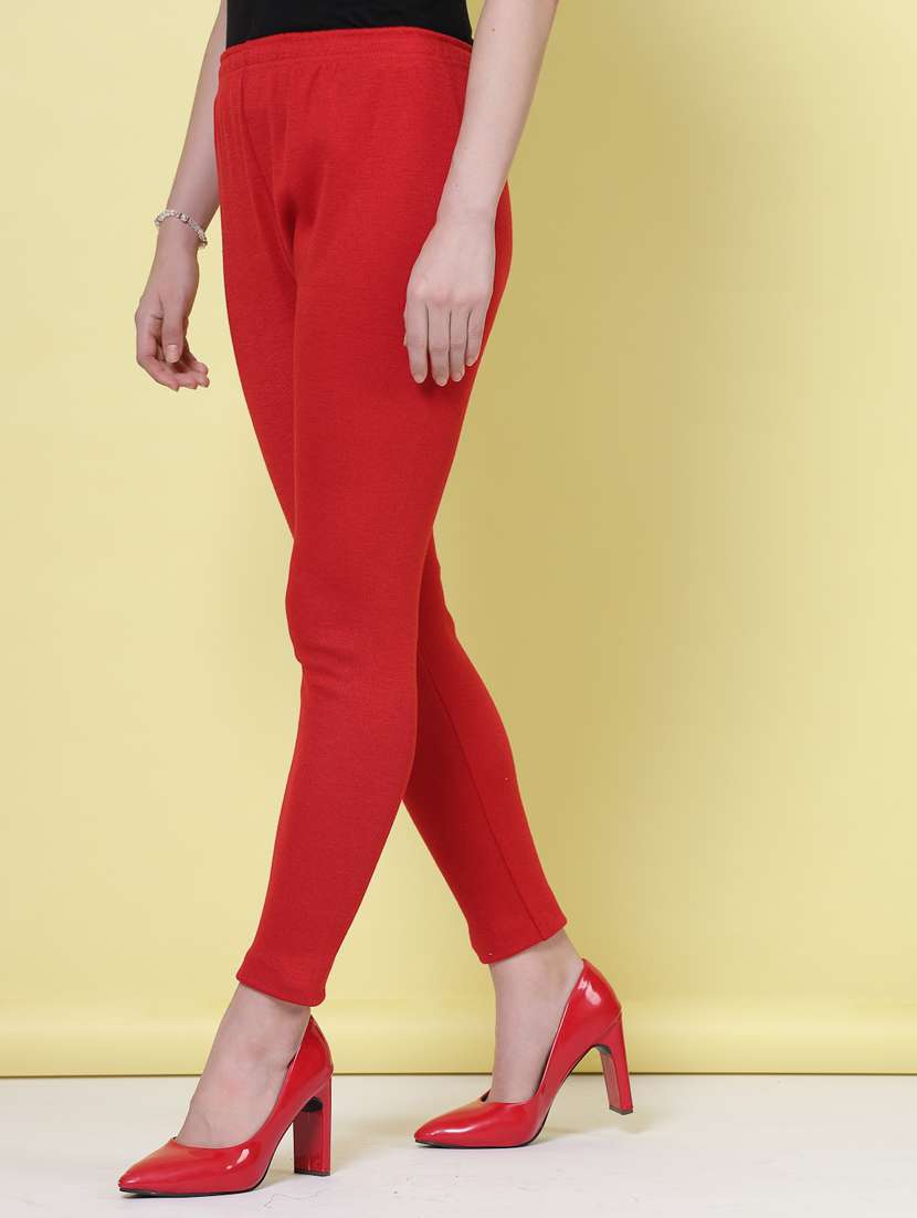 women red woolen legging - 20535199 -  Standard Image - 1
