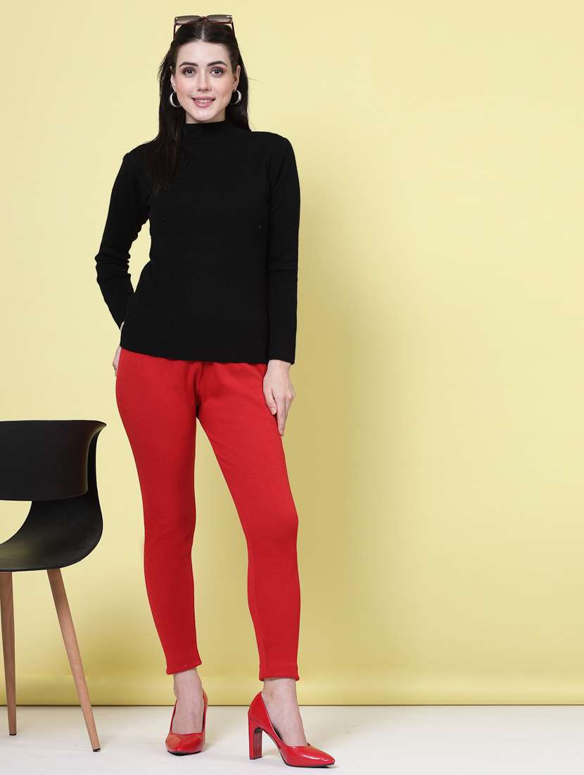 women red woolen legging - 20535199 -  Standard Image - 4