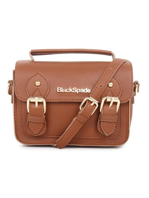 brown leatherette (pu) structured sling bag - 20535289 -  Standard Image - 0