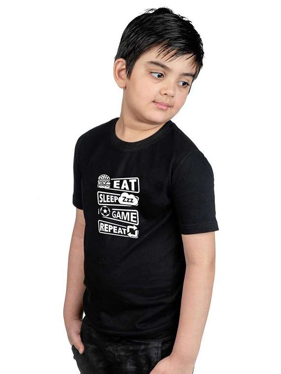 boys round neck typographic printed t-shirt - 20535345 -  Standard Image - 1