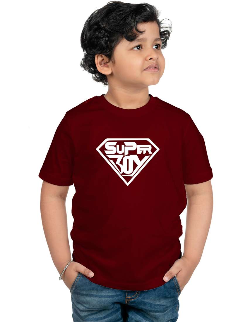 boys round neck typographic printed t-shirt