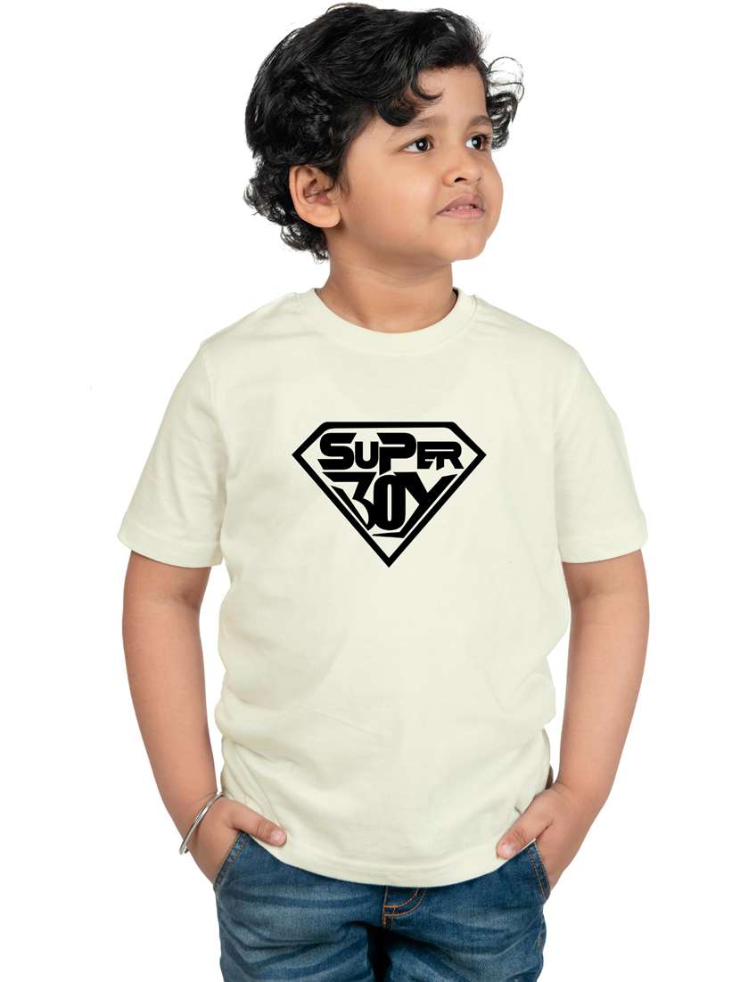 boys round neck chest printed t-shirt