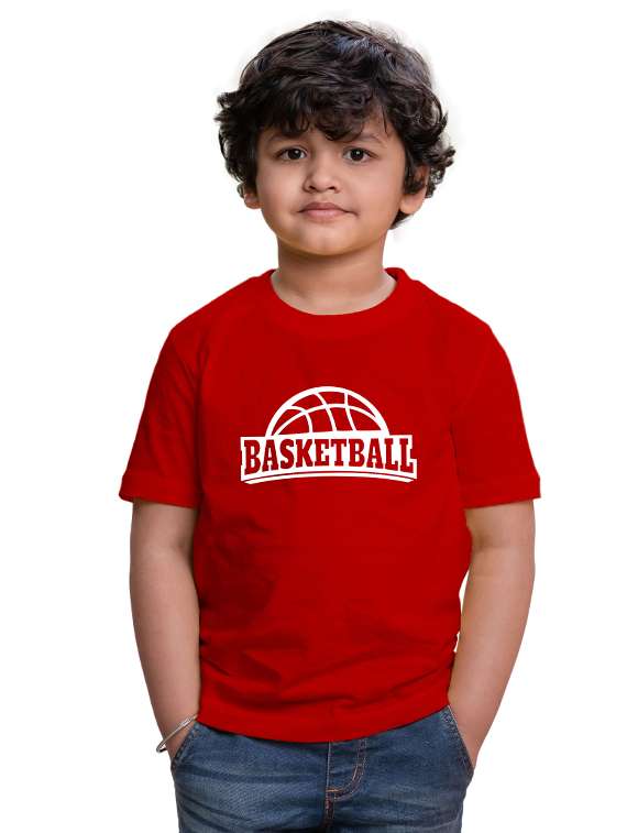 boys round neck chest printed t-shirt
