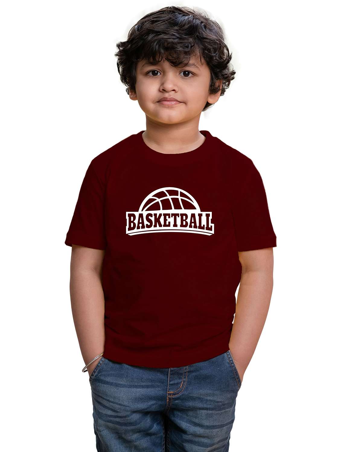 boys round neck chest printed t-shirt
