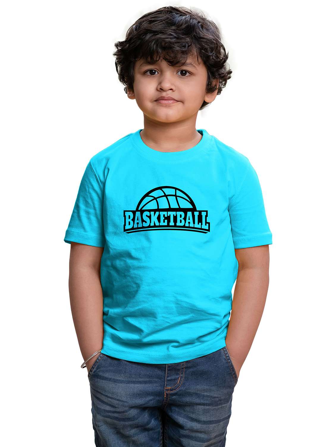 boys round neck chest printed t-shirt