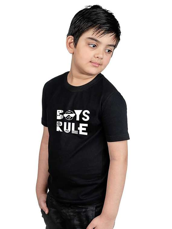 boys round neck chest printed t-shirt - 20536192 -  Standard Image - 1