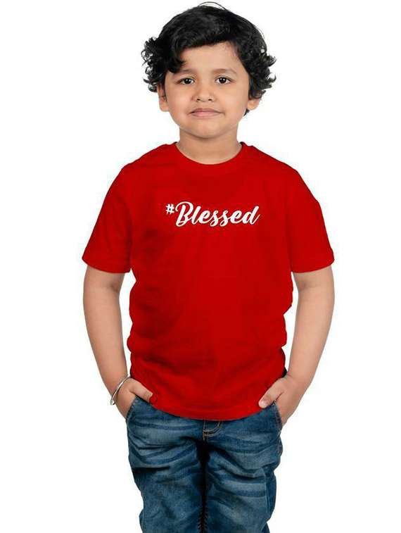 boys round neck chest printed t-shirt