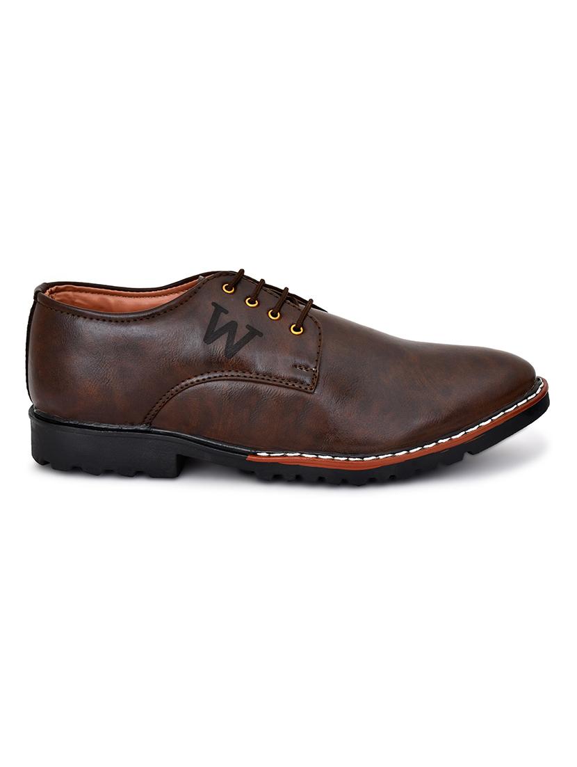 men brown solid lace-up derby - 20536339 -  Zoom Image - 0