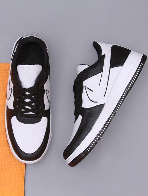 men color block white and black lace up sneaker - 20536440 -  Standard Image - 0