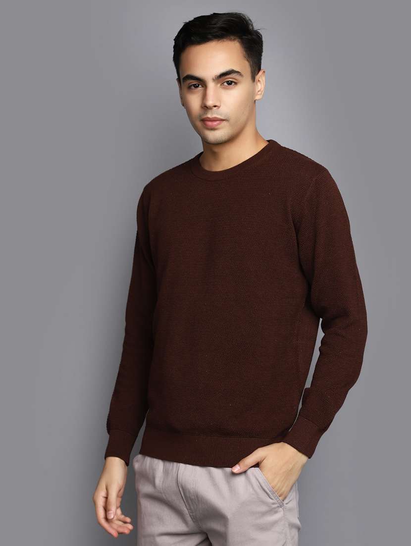 men solid crew neck pullover - 20536546 -  Standard Image - 1