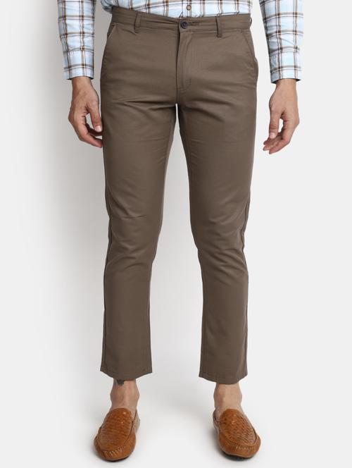 men mid rise solid chinos casual trouser - 20536596 - Standard Image - 0